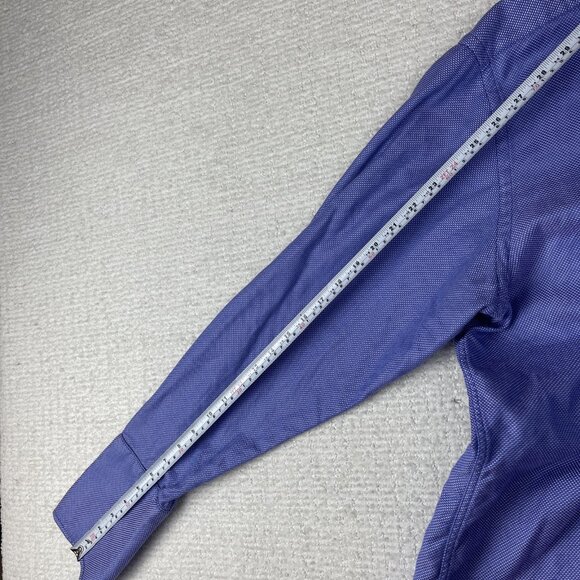 Thomas Pink Prestige Dress Shirt 17-35 Blue / Purple Crossed line French Cuffs * - Picture 13 of 16